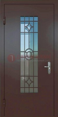 Входная металлическая дверь со стеклом для дома ДС-6 в Пензе