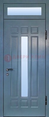 Серая металлическая дверь со стеклом ДС-70 в Пензе