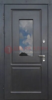 Чёрная металлическая дверь со стеклом ДС-77 в Пензе