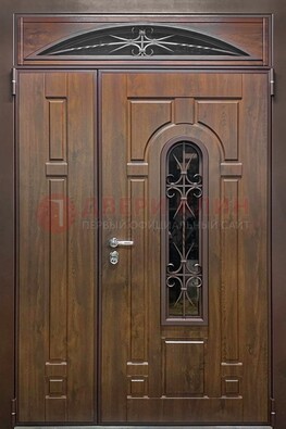Большая металлическая дверь со стеклом и ковкой ДСК-145 в Пензе