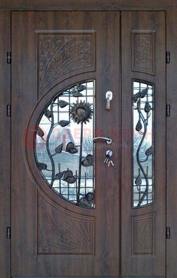Входная дверь стекло с ковкой и резьбой ДСК-202 в Пензе