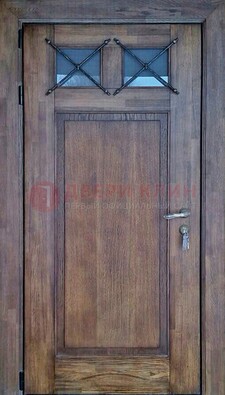 Металлическая дверь с Виноритом со стеклом и ковкой под старину ДСК-209 в Пензе