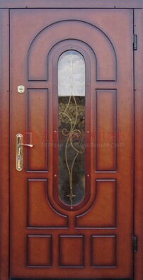 Яркая металлическая дверь Винорит со стеклом и ковкой ДСК-268 в Пензе