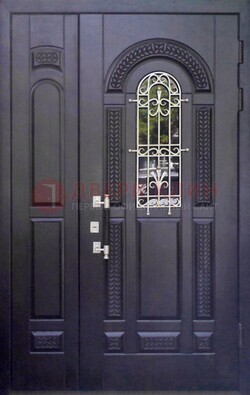 Входная дверь Винорит со стеклом и ковкой с узором ДСК-270 в Пензе