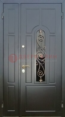 Металлическая дверь Винорит со стеклом в темном цвете ДСК-276 в Пензе