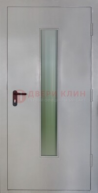Белая металлическая техническая дверь со стеклянной вставкой ДТ-2 в Пензе