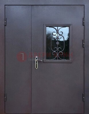 Тамбурная дверь Порошок со стеклом и ковкой ДТМ-48 в Пензе