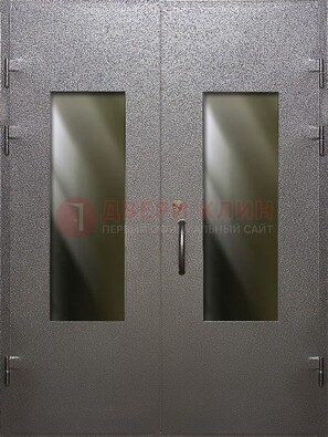 Серая тамбурная дверь со стеклянными вставками ДТМ-8 в Пензе