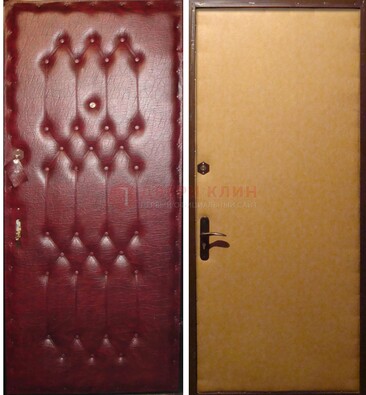 Бордовая металлическая дверь с винилискожей ДВ-1 в Пензе