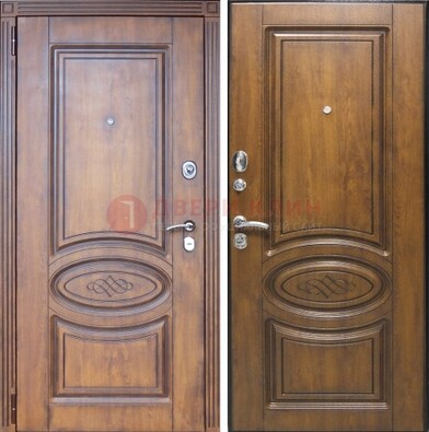 Коричневая металлическая дверь с виноритом ДВТ-10 в Пензе