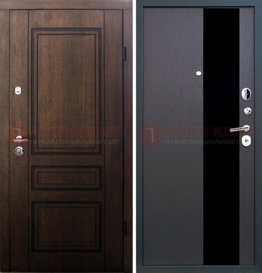 Входная дверь Итальянский орех с МДФ с черным стеклом ДМ-1199 в Пензе