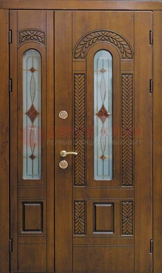 Темная стальная дверь с виноритом и стеклом ДВТ-179 в Пензе
