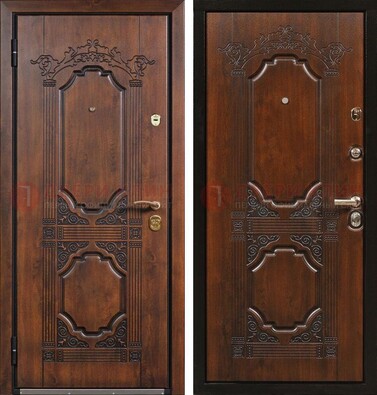 Коричневая железная дверь с виноритом и узором ДВТ-211 в Пензе