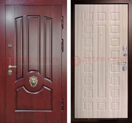 Темно-красная входная дверь с виноритом ДВТ-234 в Пензе