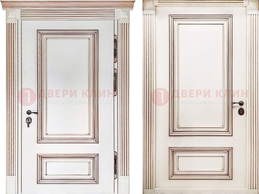 Белая металическая дверь с виноритом для дома ДВТ-239 в Пензе