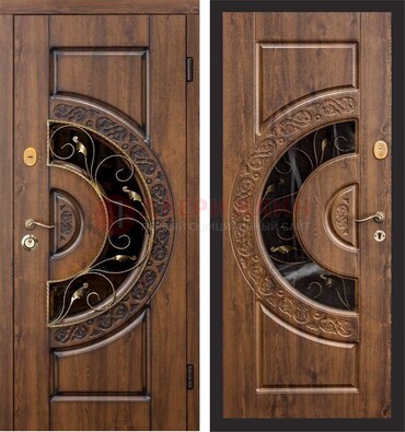 Металлическая дверь с виноритом и панелью Золотой Дуб ДВТ-71 в Пензе