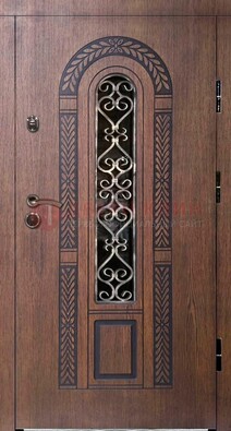 Стальная коричневая дверь с виноритом и МДФ ДВТ-81 в Пензе