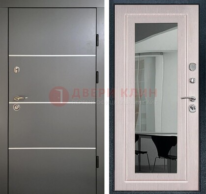 Черная металлическая дверь с зеркалом ДЗ-12 в Пензе