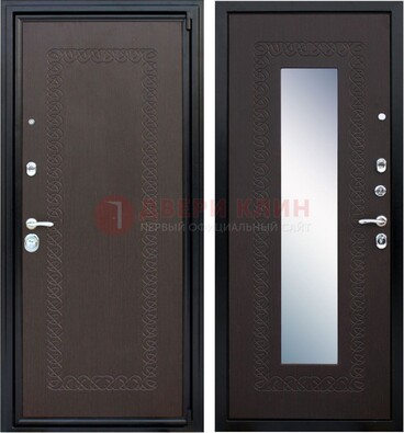 Темная стальная дверь с зеркалом ДЗ-20 в Пензе