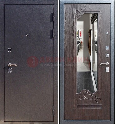 Черная входная дверь с зеркалом МДФ внутри ДЗ-29 в Пензе