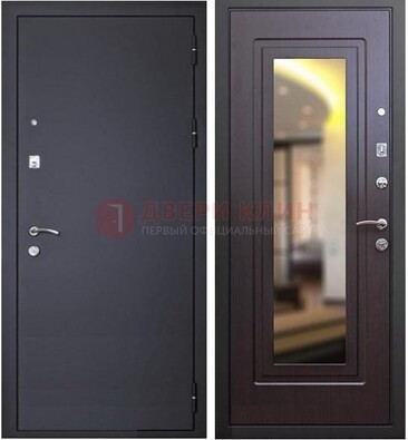 Черная железная дверь с зеркалом ДЗ-30 в Пензе