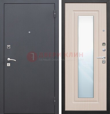 Черная входная дверь с зеркалом МДФ внутри ДЗ-31 в Пензе