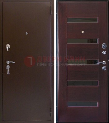 Темная железная дверь с зеркалом ДЗ-42 в Пензе