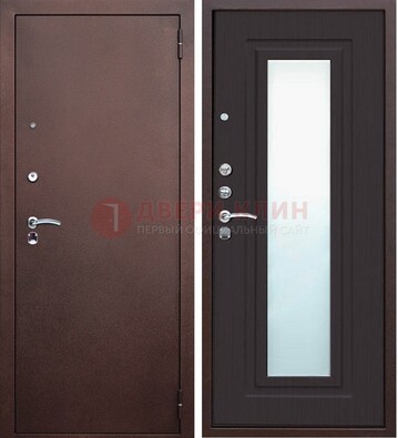 Коричневая металлическая дверь с зеркалом ДЗ-43 в Пензе