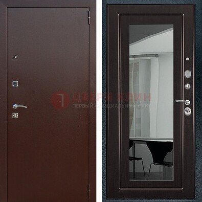 Металлическая дверь с порошковым напылением с МДФ и зеркалом ДЗ-61 в Пензе