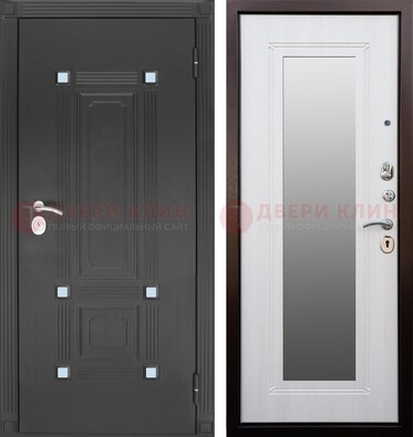 Стальная черная дверь МДФ с зеркалом ДЗ-76 в Пензе