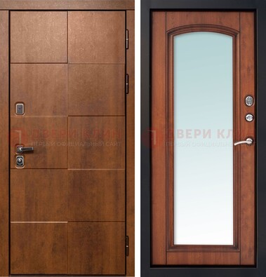 Белая филенчатая дверь с фрезерованной МДФ и зеркалом ДЗ-81 в Пензе