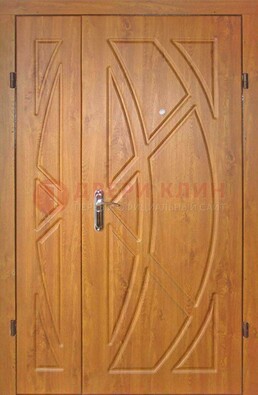 Полуторная металлическая дверь с МДФ золотой дуб ПЛ-17 в Пензе