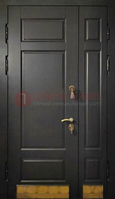 Черная полуторная железная дверь для частного дома ПЛ-2 в Пензе