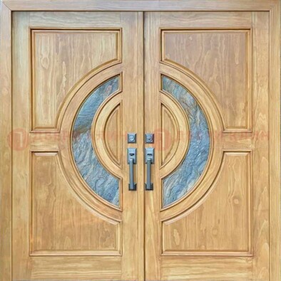 Двухстворчатая металлическая дверь с витражом ВЖ-11 в Пензе