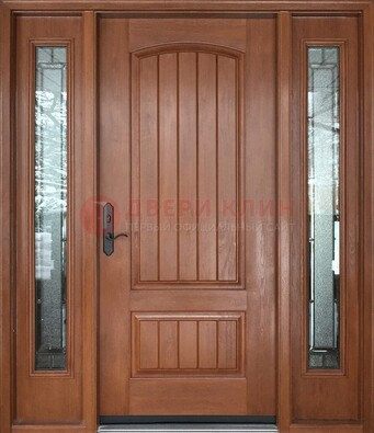 Стальная дверь с массивом дуба и витражом для дома ВЖ-17 в Пензе