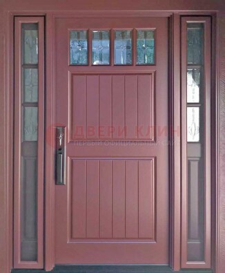 Входная дверь с массивом с фрамугами и витражом ВЖ-19 в Пензе