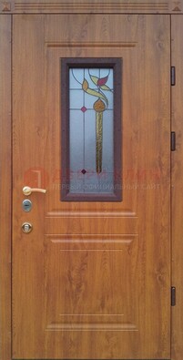 Железная дверь с МДФ и витражом ВЖ-24 в Пензе
